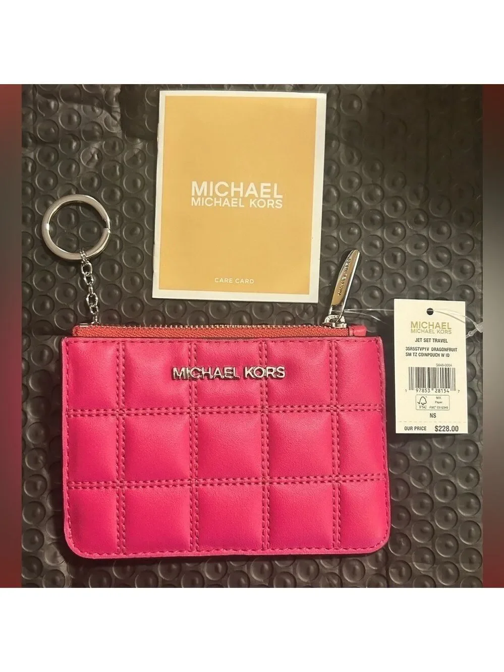 Michael Kors Pink Card Holder with Keychain
